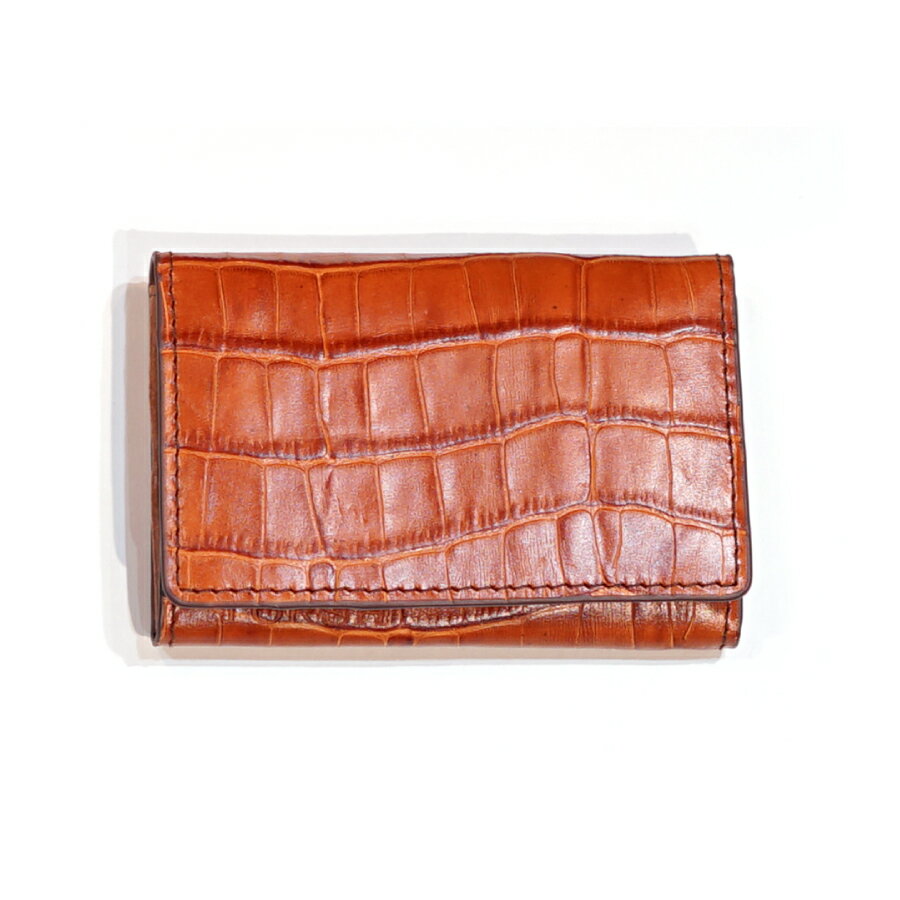 CreaTuraveの送料無料 TORSH トリッシュ TS-702 クロコ型押しレザー 名刺入れ カードケース ブラウン 茶色 イタリアンレザー 牛革 本革｜アングル2