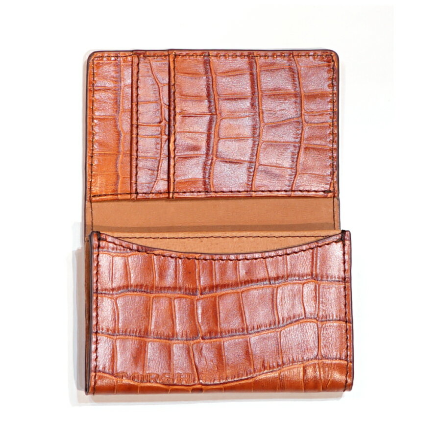 CreaTuraveの送料無料 TORSH トリッシュ TS-702 クロコ型押しレザー 名刺入れ カードケース ブラウン 茶色 イタリアンレザー 牛革 本革｜アングル3