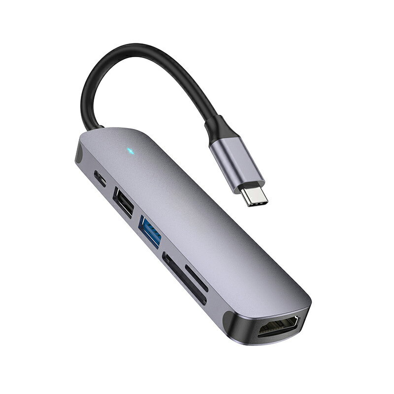 6in1 USB-C HUB(グレー) 増設 軽量 コンパクト HDMI