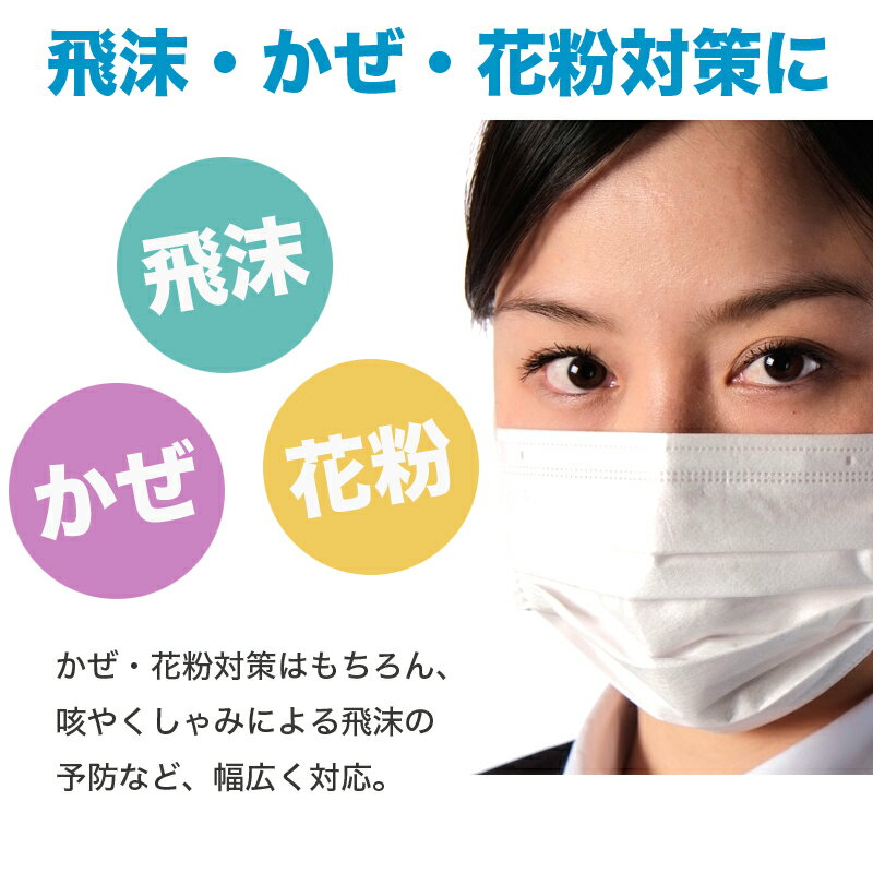 【送料無料】国内在庫即納　マスク 不織布マスク 50枚入 使い捨て レギュラーサイズ ホワイト 白 男女兼用 大人用サイズ フリーサイズ 飛沫 花粉 対策 マスク 送料無料