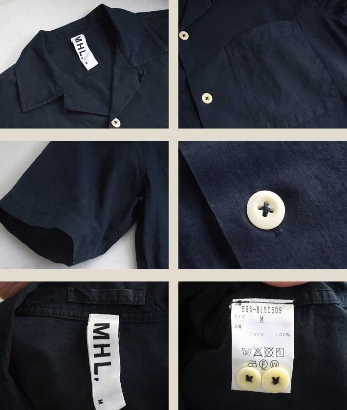 MHL. 半袖シャツ【中古】【メンズ】by マーガレット ハウエル エムエイチエル 半袖 オープンカラーシャツ【M】開襟【古着】【レディース】【ヴィンテージ】 【ビンテージ】【vintage】【アメカジ】男性 女性 MARGARET HOWELL 596-8150509 胸ポケット ボックス