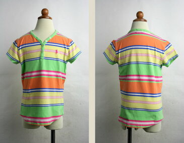 ラルフローレンRalph LaurenボーダーヘンリーネックTシャツ【130】【古着】【中古】【キッズ】【子供服】