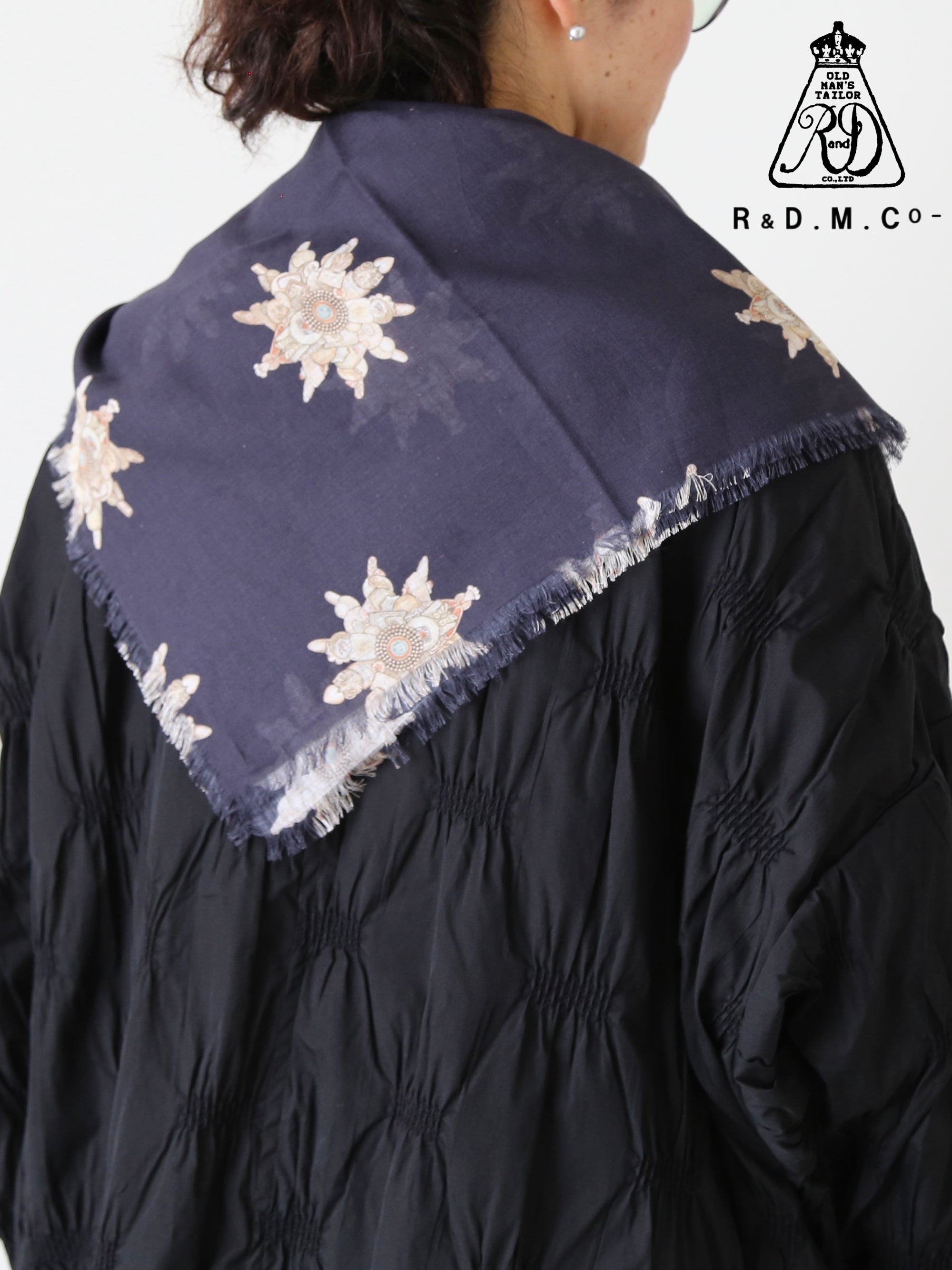最終10日迄】R&D.M.Co- リネン ストール 黒 最終10日迄】R&D.M.Co