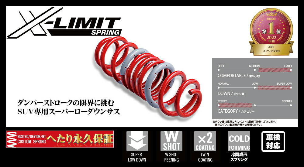 タナベ SUSTEC X-LIMIT スプリング TRJ250WXK ランドクルーザー250 TRJ250W ランクル250 1台分 車検対応 TANABE バネ 足回り カスタムスプリング クロスリミット