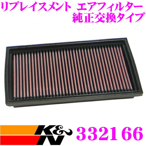 K&N 純正交換フィルター 33-2166 サーブ 9-3 用 リプレイスメント ビルトインエアフィルター 純正品番:4236030対応