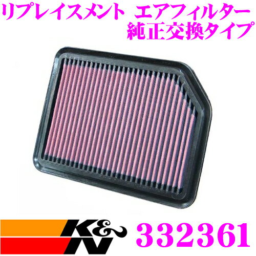 K&N 純正交換フィルター 33-2361 スズキ エスクード 用 リプレイスメント ビルトインエアフィルター 純正品番:13780-52D00/13780-65J00対応