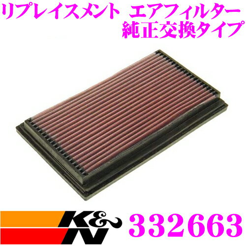 K&N 純正交換フィルター 33-2663 サーブ 900 用 リプレイスメント ビルトインエアフィルター 純正品番:CA8099/C2879対応