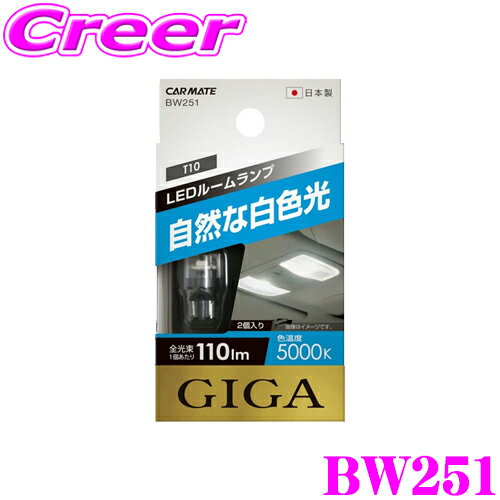 【5/9～5/15はエントリー 3点以上購入でP10倍】 カーメイト GIGA BW251 LEDルームランプバルブ R110T 5000K T10タイプ