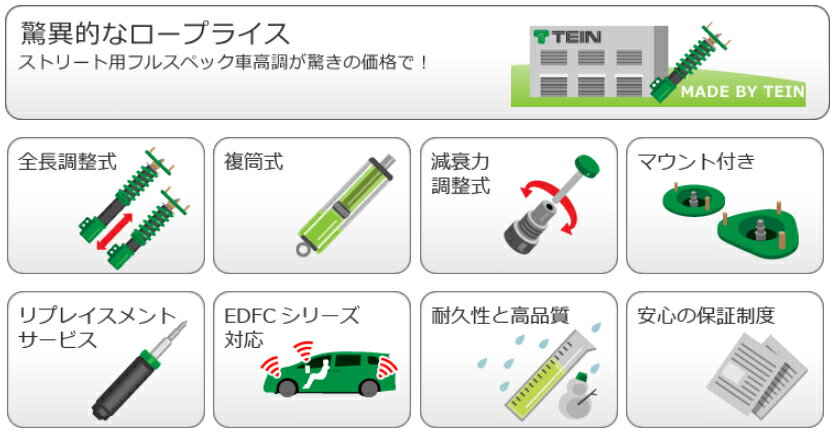 TEIN テイン FLEX Z VSQ74C1AS3 減衰力16段階車高調整式ダンパーキット レクサス GSE30/GSE31 IS250/IS350 等用 3年6万キロ保証