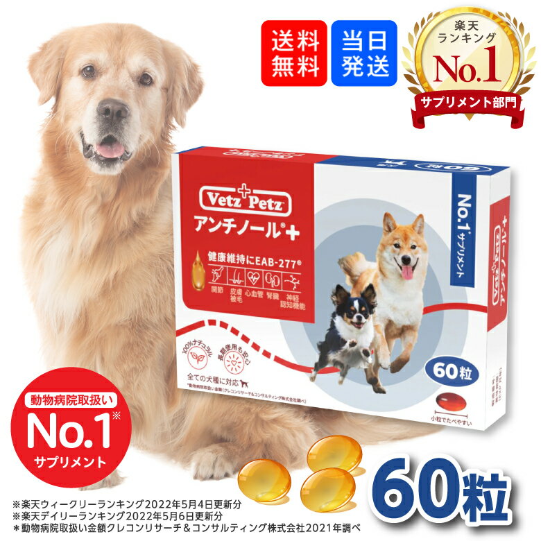 【複数購入 割引クーポン配布中】アンチノール プラス 犬用サプリメント 60粒のサムネイル