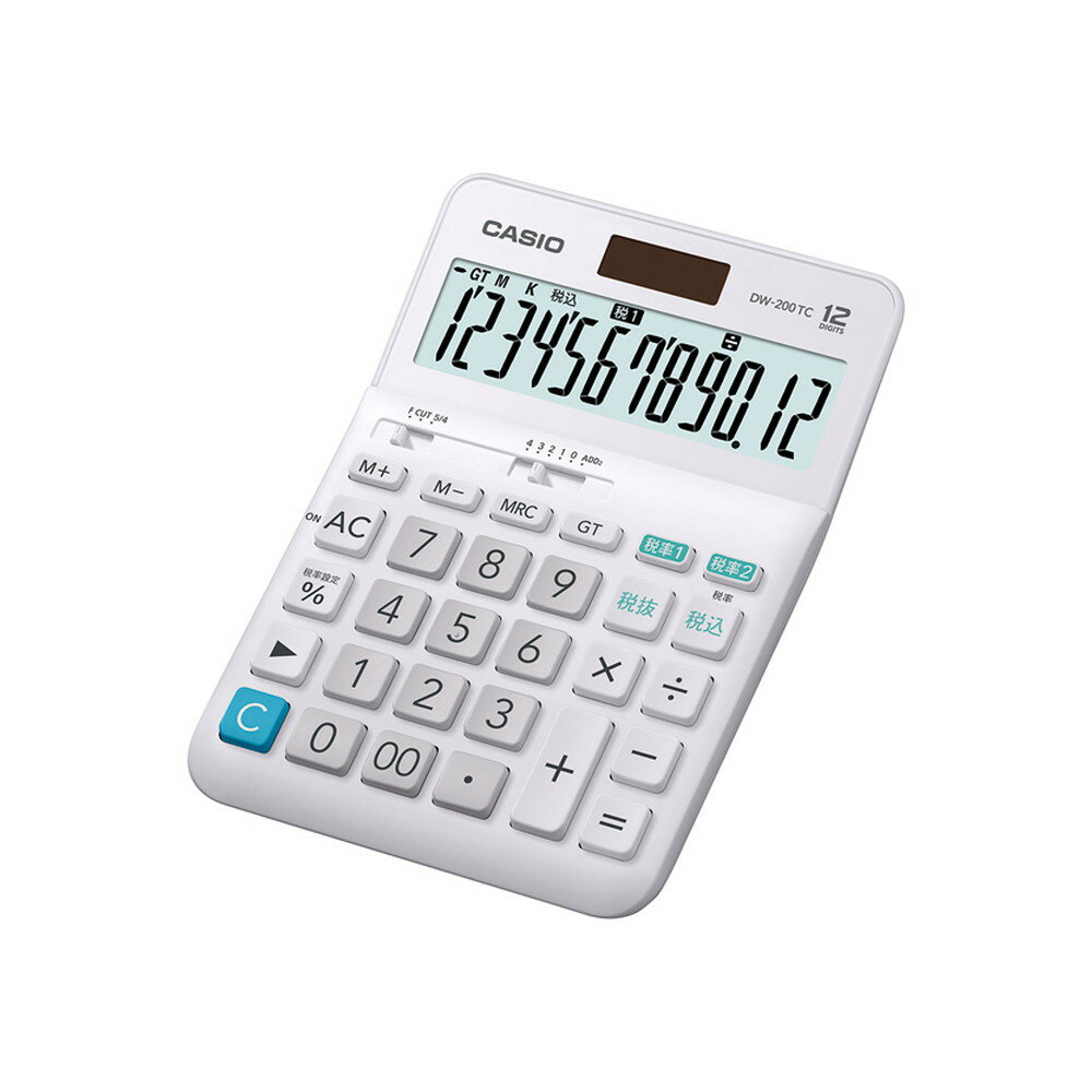 CASIO カシオ W税率電卓 12桁 税計算 ホワイト デスクタイプ 【DW-200TC-N】