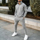 【楽天ブラックフライデーxポイントアップ11/27(木)01:59マデ】上下セットアップメンズ スウェット セットアップ パーカー ジップアップパーカ 縦縞スウ...