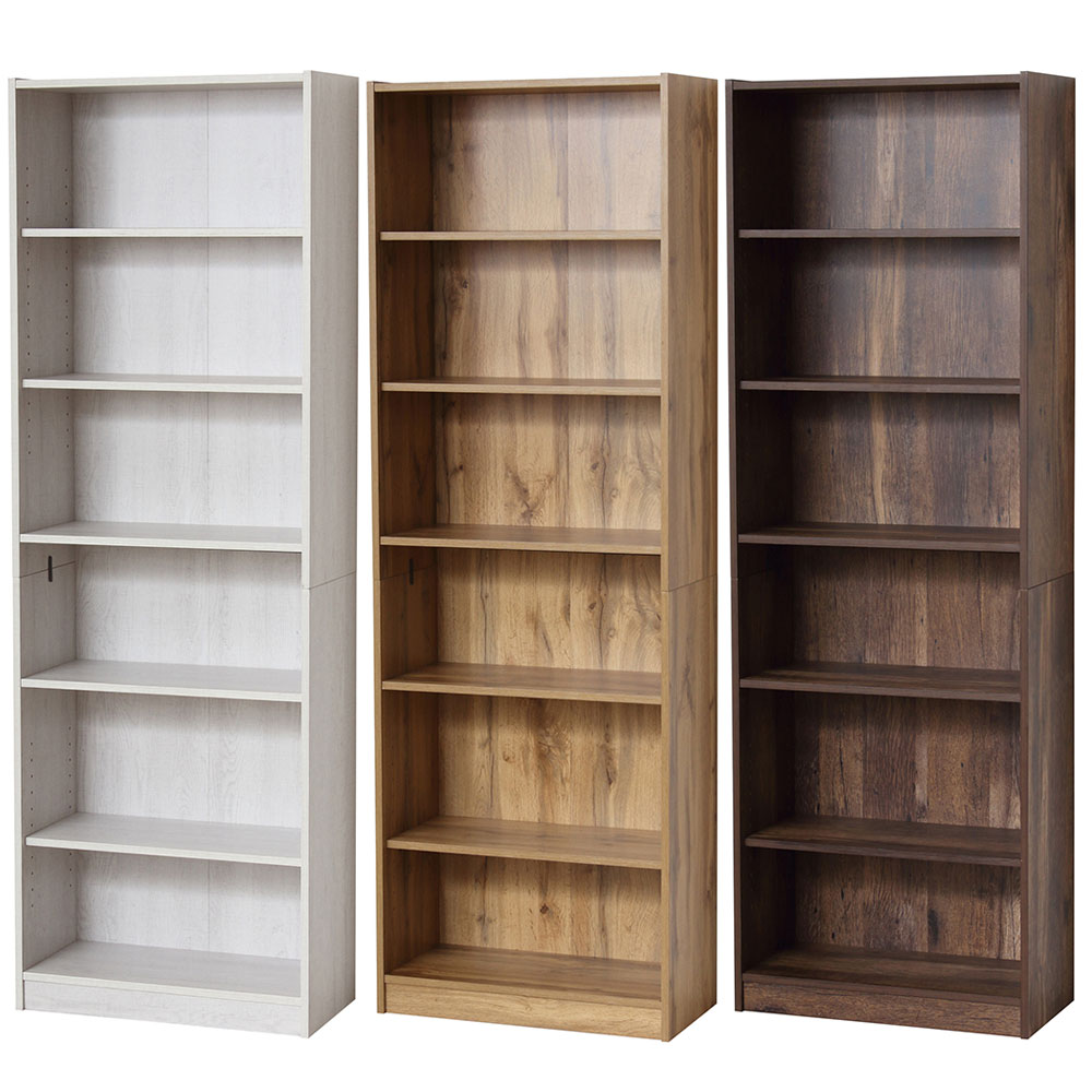 クロシオ　らくらく組立文庫本棚W600 （ホワイト・ナチュラル・ダークブラウン）　25504・25505・25506