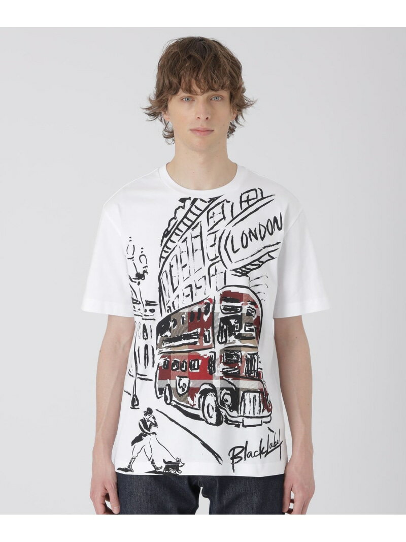 【WEB 一部店舗限定】パネルロンドンバスTシャツ BLACK LABEL CRESTBRIDGE ブルーレーベル / ブラックレーベル クレストブリッジ トップス その他のトップス ホワイト ブラック【送料無料】 Rakuten Fashion