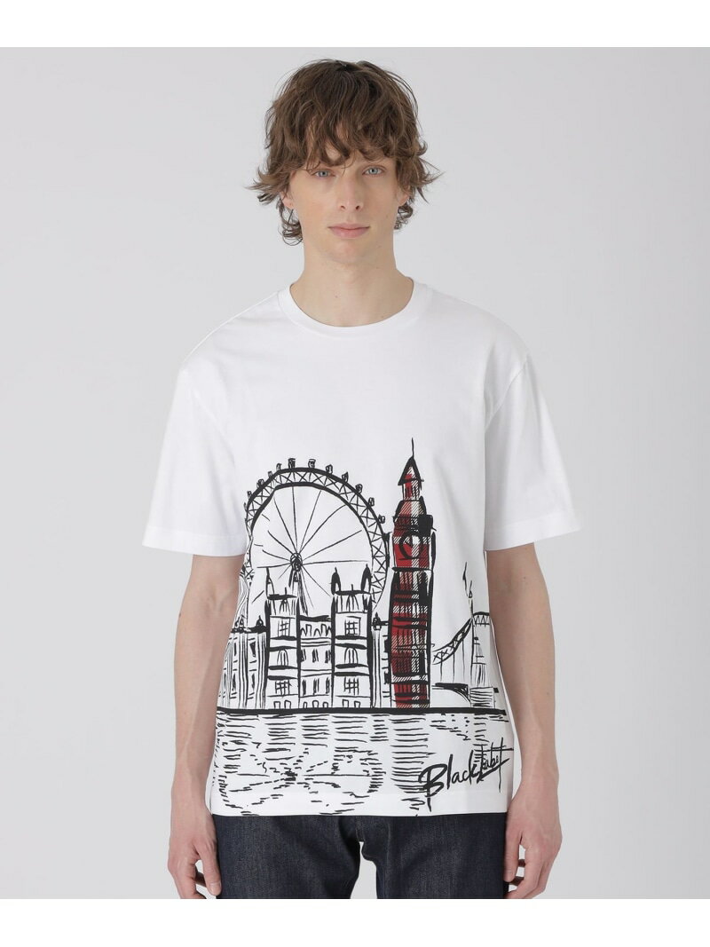 【WEB・一部店舗限定】パネルブリティッシュランドマークTシャツ BLACK LABEL CRESTBRIDGE ブルーレーベル / ブラックレーベル・クレストブリッジ トップス その他のトップス ホワイト ブラック【送料無料】[Rakuten Fashion]