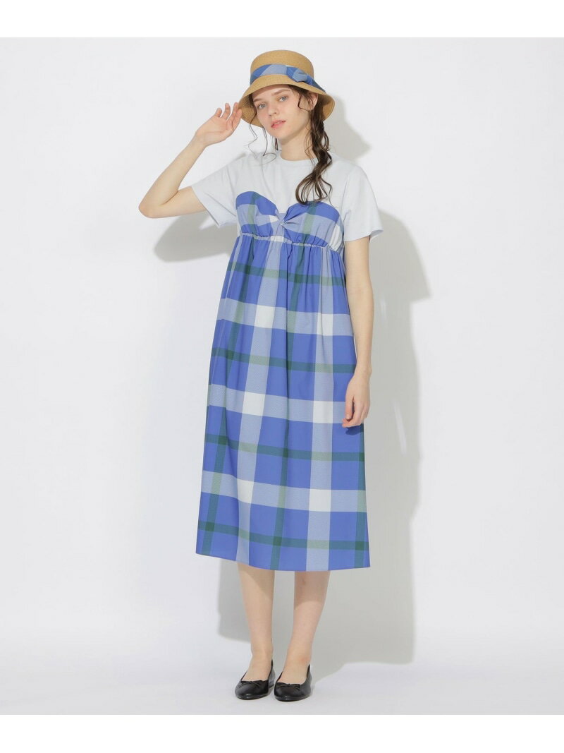 クレストブリッジチェックコンビワンピース CB CRESTBRIDGE ブルーレーベル / ブラックレーベル・クレストブリッジ ワンピース・ドレス ドレス ブルー ネイビー ホワイト【送料無料】[Rakuten Fashion]