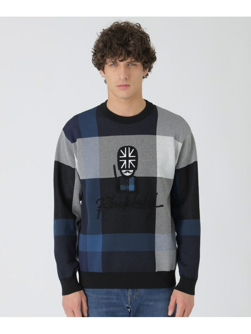 ガーズマンクレストブリッジチェックニット BLACK LABEL CRESTBRIDGE ブルーレーベル / ブラックレーベル・クレストブリッジ トップス ニット ベージュ ネイビー【送料無料】[Rakuten Fashion]