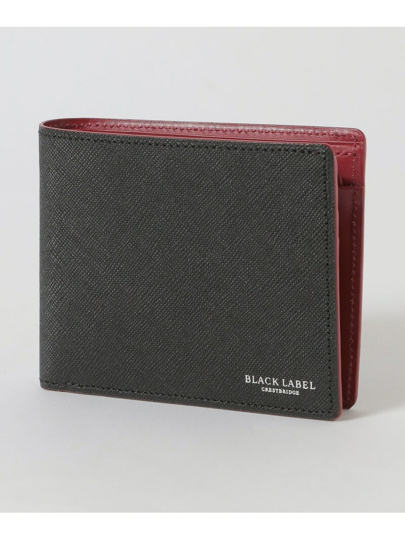 未使用品 ブラックレーベル クレストブリッジ 二つ折り財布 小銭入れ ブラウン エンボスレザークレストブリッジチェック2つ折りウォレット