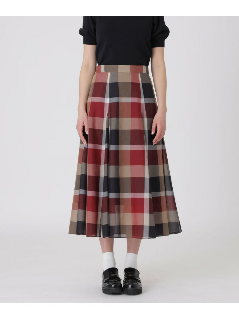 クレストブリッジチェックシアーボイルフレアスカート BLUE LABEL CRESTBRIDGE ブルーレーベル / ブラックレーベル・クレストブリッジ スカート ミニスカート パープル レッド ブルー