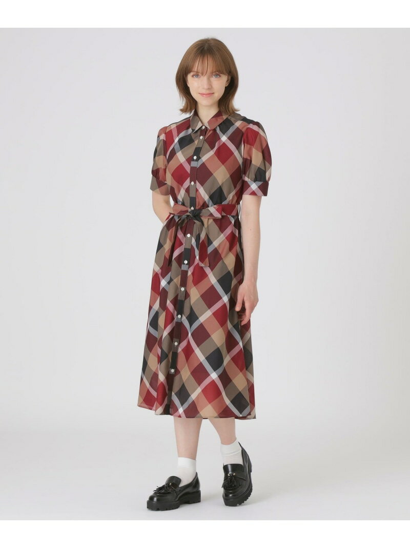クレストブリッジチェックカラミクロスドレス BLUE LABEL CRESTBRIDGE ブルーレーベル / ブラックレーベル・クレストブリッジ ワンピース・ドレス ドレス レッド パープル【送料無料】[Rakuten Fashion]