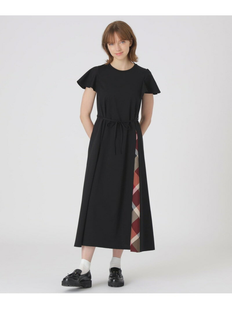 ラッフルスリーブドレス BLUE LABEL CRESTBRIDGE ブルーレーベル / ブラックレーベル・クレストブリッジ ワンピース・ドレス ドレス ブラック ネイビー【送料無料】[Rakuten Fashion]