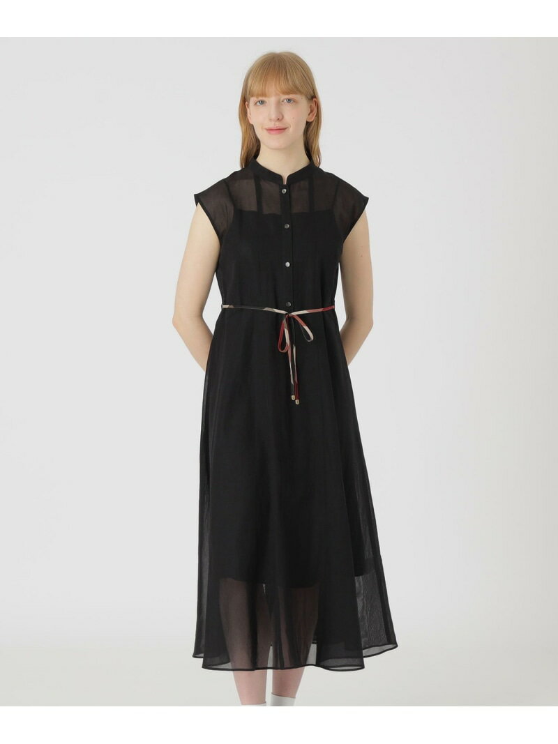 【店舗限定】シアーストライプノースリーブドレス BLUE LABEL CRESTBRIDGE ブルーレーベル / ブラックレーベル・クレストブリッジ ワンピース・ドレス ドレス ブラック ブルー【送料無料】[Rakuten Fashion]