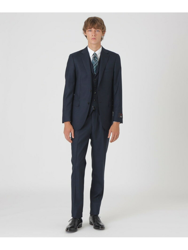 MIYUKIプルシャンブルーシャドーストライプスリーピーススーツ BLACK LABEL CRESTBRIDGE ブルーレーベル / ブラックレーベル・クレストブリッジ スーツ・フォーマル セットアップスーツ ネイビー【送料無料】[Rakuten Fashion]