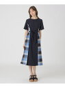 ウェザーストレッチチェックコンビドレス BLUE LABEL CRESTBRIDGE ブルーレーベル / ブラックレーベル・クレストブリッジ ワンピース・ドレス...