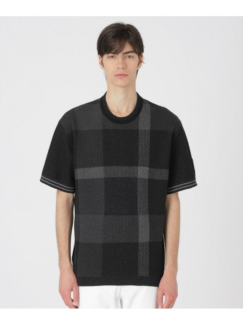 ツィーディーブラックチェックニットTシャツ BLACK LABEL CRESTBRIDGE ブルーレーベル / ブラックレーベル・クレストブリッジ トップス ニット ブラック