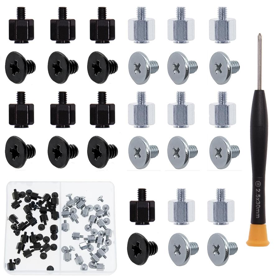 Zmbroll 80個 M.2 SSDスクリューキット ブラック＆amp;シルバー M.2 スタンドオフとネジ M2 x 4.5+2.5 SSD取り付けネジ