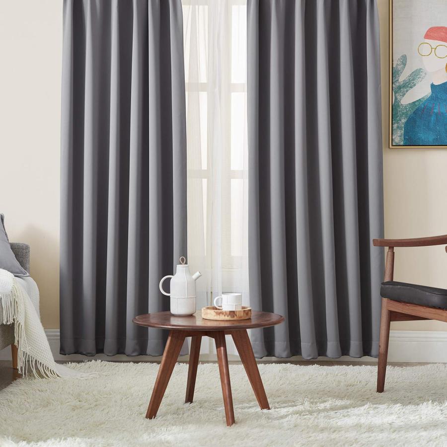 Hansleep カーテン 1級遮光 4枚組 セット グレー 幅150cm丈178cm UVカット 断熱 防寒 防音 省エネ 厚手..