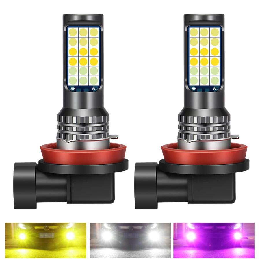 乐天商城 - Yuumo+ H8 H11 フォグランプ LED 3色 切替 コンパクト 一体型 高輝度 4800Lm 12V 24V IP65 汎用 2個セット