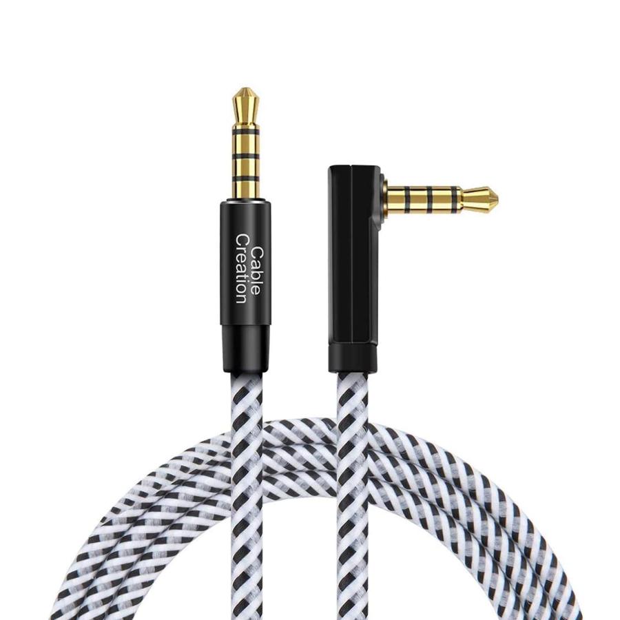乐天商城 - 3.5mm オーディオケーブル,CableCreation AUXケーブル ヘッドホンケーブル TRRS オス-オス 片側L型 マイクロフォン対応