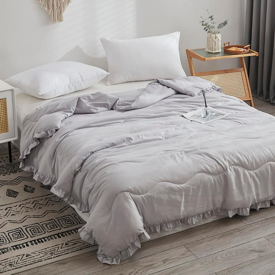 肌掛け布団 シングル 夏用 フリル 夏ふとん キルトケット 掛け布団 掛けふとん 冷房対策 洗える 柔らかい肌触り かわいい おしゃれ ふわふわ 軽