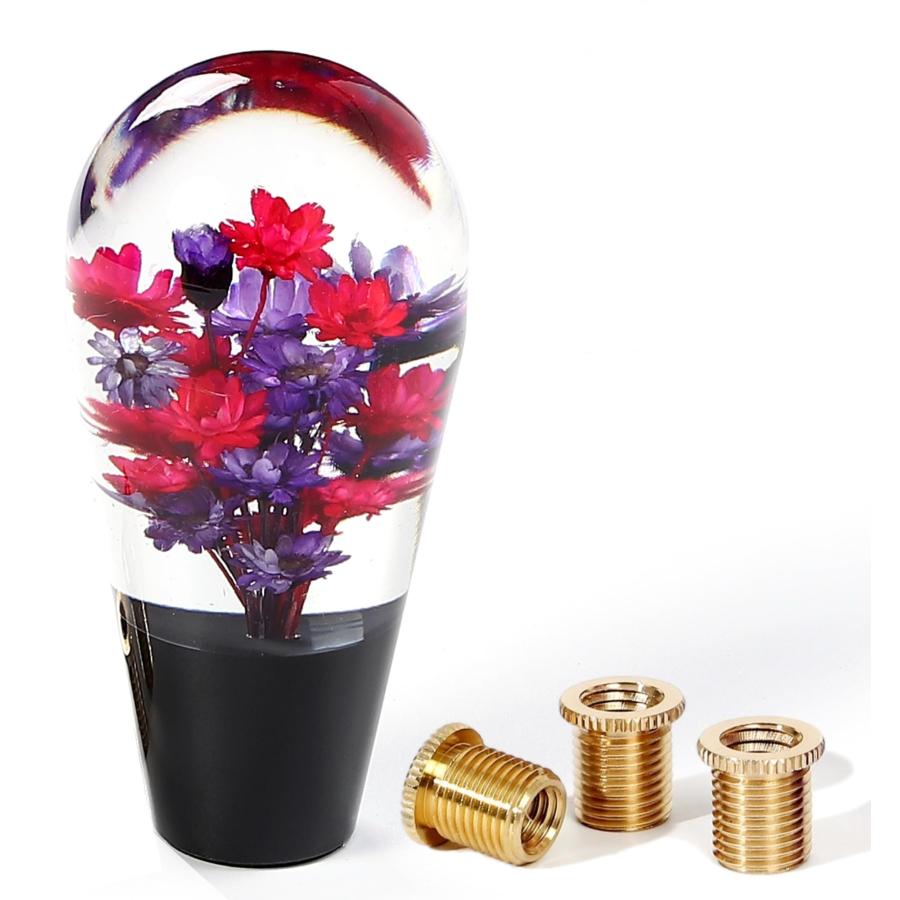 ライフパレット 水中花 クリスタル シフトノブ ロング 和 延長 AT MT トラック 10cm 100mm (ブラック軸..