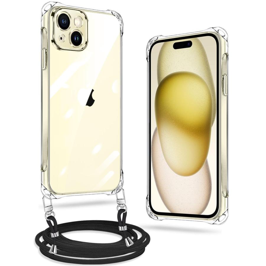 乐天商城 - iPhone 15 用 ケース クリア iPhone15 用 カバー ショルダー ネック ストラップ付き 耐衝撃 全面保護 アイフォン15 用 スマ