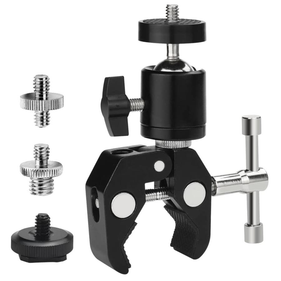 YUENWUZINIC 自由雲台 1/4 3/8ネジ付き ボールベッド雲台 360°回転可能ボール雲台 強化アルミ製 耐荷重..