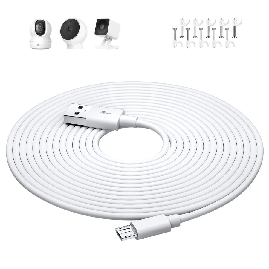 マイクロusbケーブル 5M micro usb 電源ケーブル 防犯監視カメラの給電用 USB A - microB オスオス 対応ATOM Cam(3.0)
