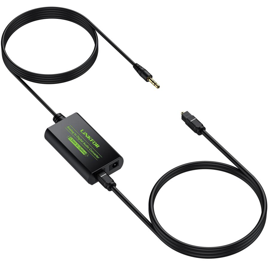 LiNKFOR アナログ to デジタル 音声変換器 3.5mmヘッドホン to 光デジタル コンバーター 48KHz対応 3.5mmケーブル内蔵