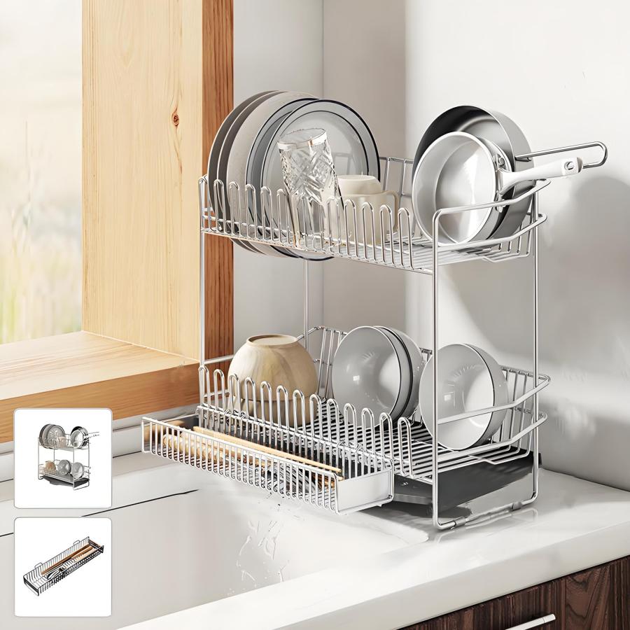 Wallfire 水切りラック 食器 水切りかご ステンレス ステンレス 水切り 洗い物ラック 食器置き 流し台 水切り幅40×奥行27.5×高さ3