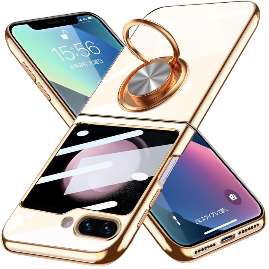 乐天商城 - YDIHIHO 対応 Galaxy Z Flip5 用ケース リング付き SC-54D/SCG23 用ケース メッキ加工 クリア TPU 耐衝撃 驚