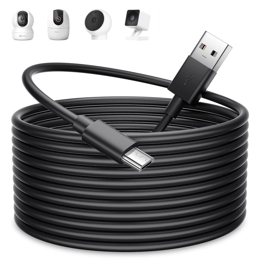 マイクロusbケーブル micro usb 電源ケーブル 10M 防犯カメラの給電 USBAオス to micro Bメス 対応ATOM Cam 2