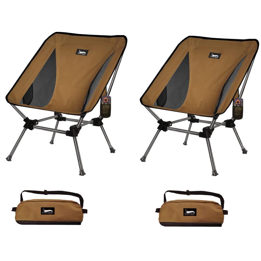 DesertFox キャンプ椅子 2個セット アウトドア チェア 2WAY 高さ調節可能 ローチェア 軽量 【独自開発のカップホルダー】 耐荷重15
