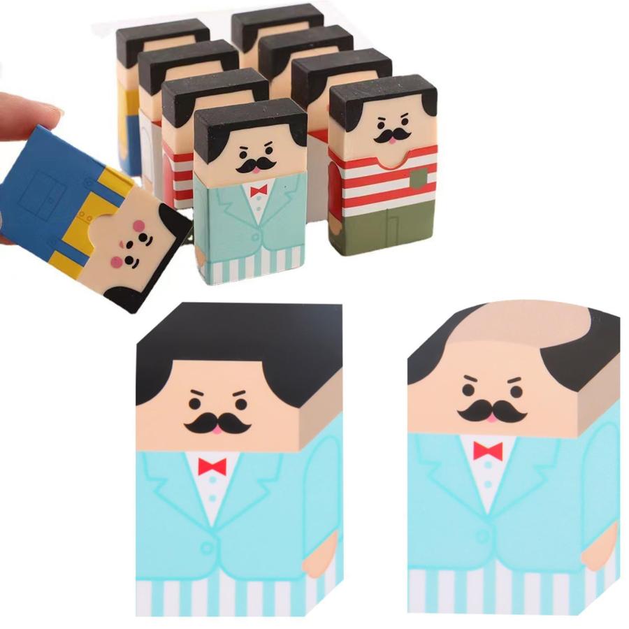 Refoiner 消しゴム 小学生練り消し ハゲおじさん消しゴム 文房具 可愛いサラリーマン消しゴム面白い文房具セット 女の子おしゃれ消しゴム デッ