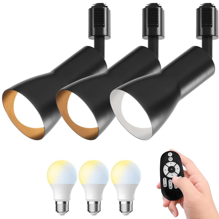 Pirlamp ダクトレール用 スポットライト 3個セット 消費電力8.3W（60W形相当） 900LM E26口金 LED電球付き リモコン付き