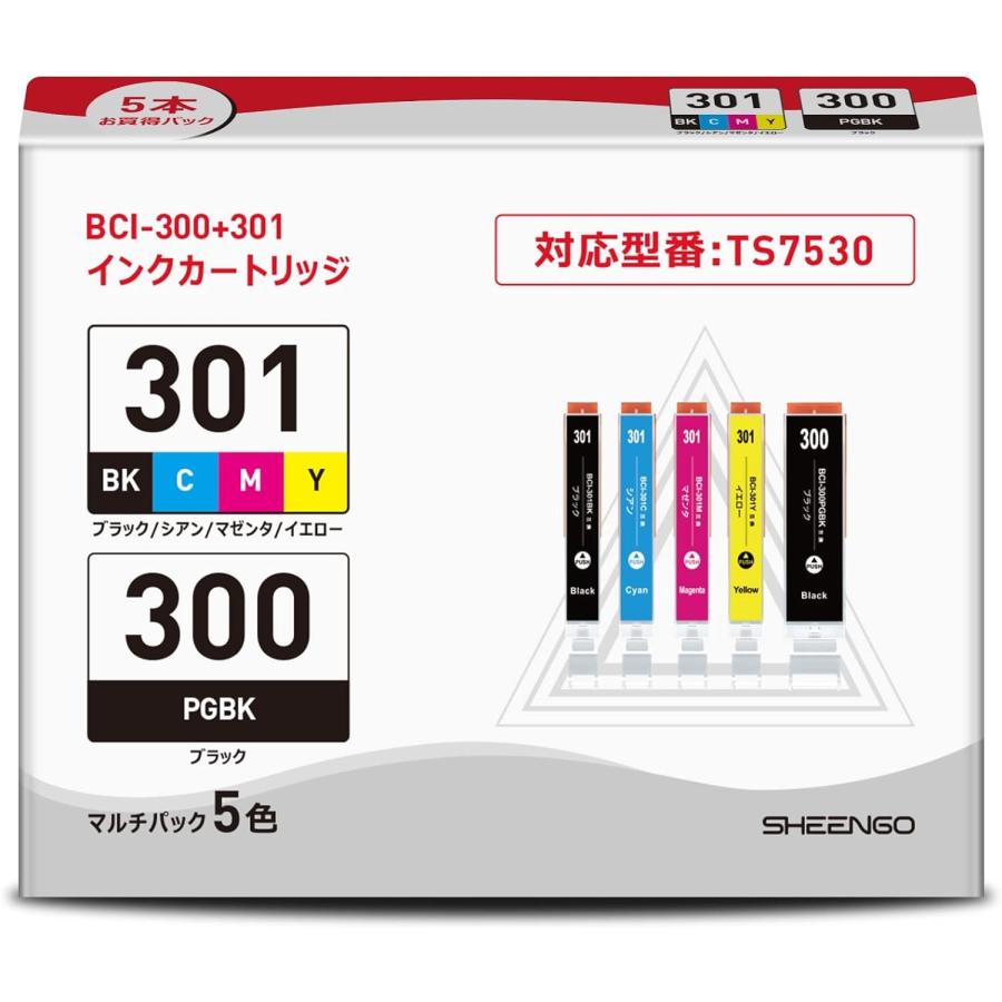 乐天商城 - BCI-301+300/5MP インクカートリッジ キヤノン用 インク 互換 対応機種：PIXUS TS7530 大容量