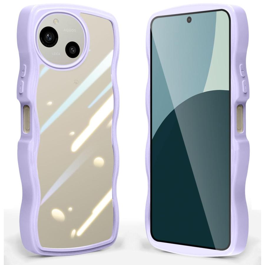 乐天商城 - AQUOS R9/R10 ケース SH-51F/SH-51E カバー クリア 波状フレーム グーグル 耐衝撃 うねうね 女性用 女子向け 人気 アク