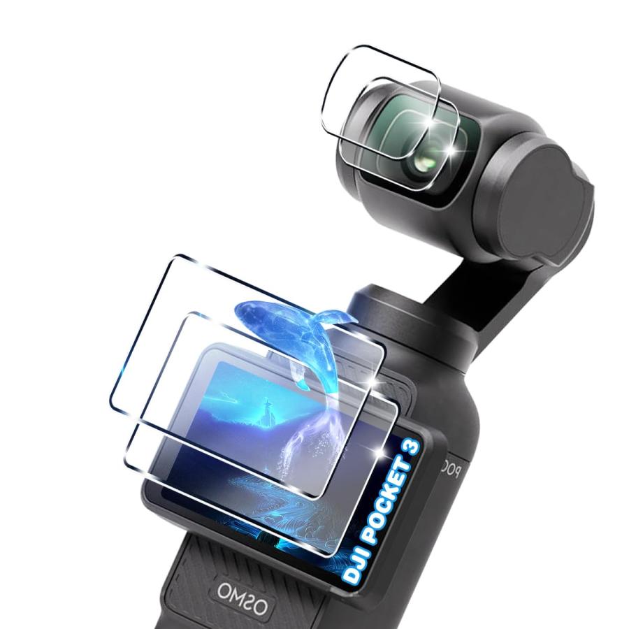 乐天商城 - 【wnunbg 2+2枚セット】 対応 DJI OSMO Pocket 3 ガラスフィルム 2枚+ レンズフィルム 2枚 【日本旭硝子素材採用 硬度