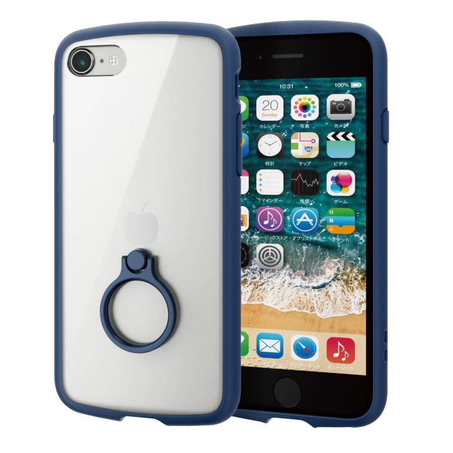 エレコム iPhone SE (第2世代/第3世代) / 8 / 7 用 ケース 耐衝撃 背面クリア TOUGH SLIM LITE ネイビー PM