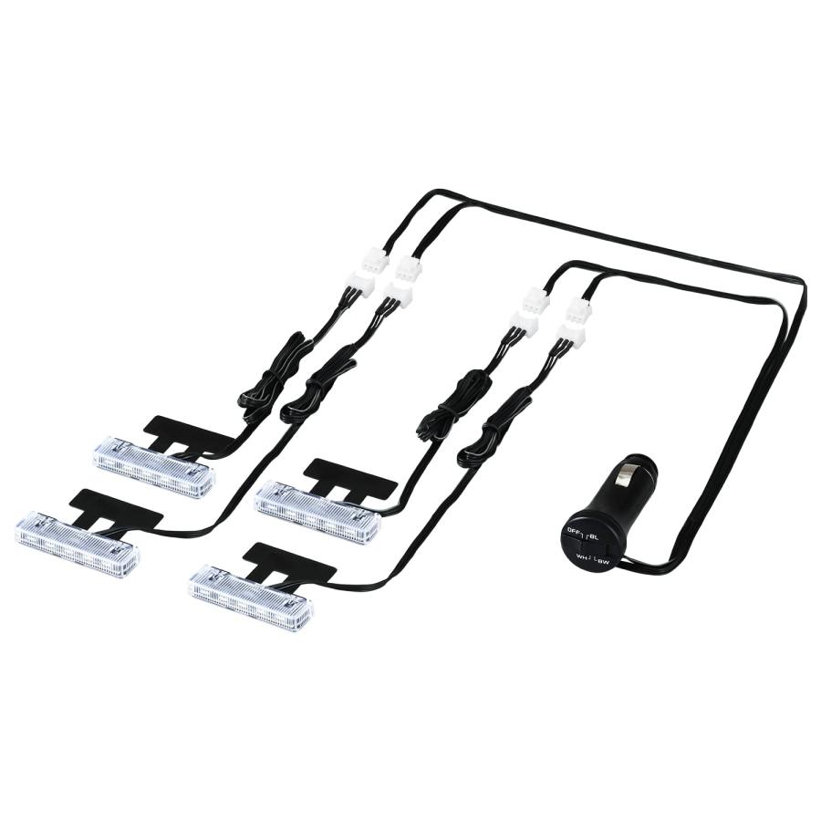 セイワ(SEIWA) 車内用品 LEDフロアライト 4連 ブルー/ホワイト切り替え イルミネーション F336 高輝度LED使用 シガープラグ DC(3.0)
